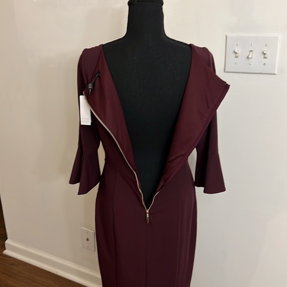 NWT White House Black Market Long Sleeve Fully- Lined Sz 10 Maroon Midi Dress. - Picture 7 of 15